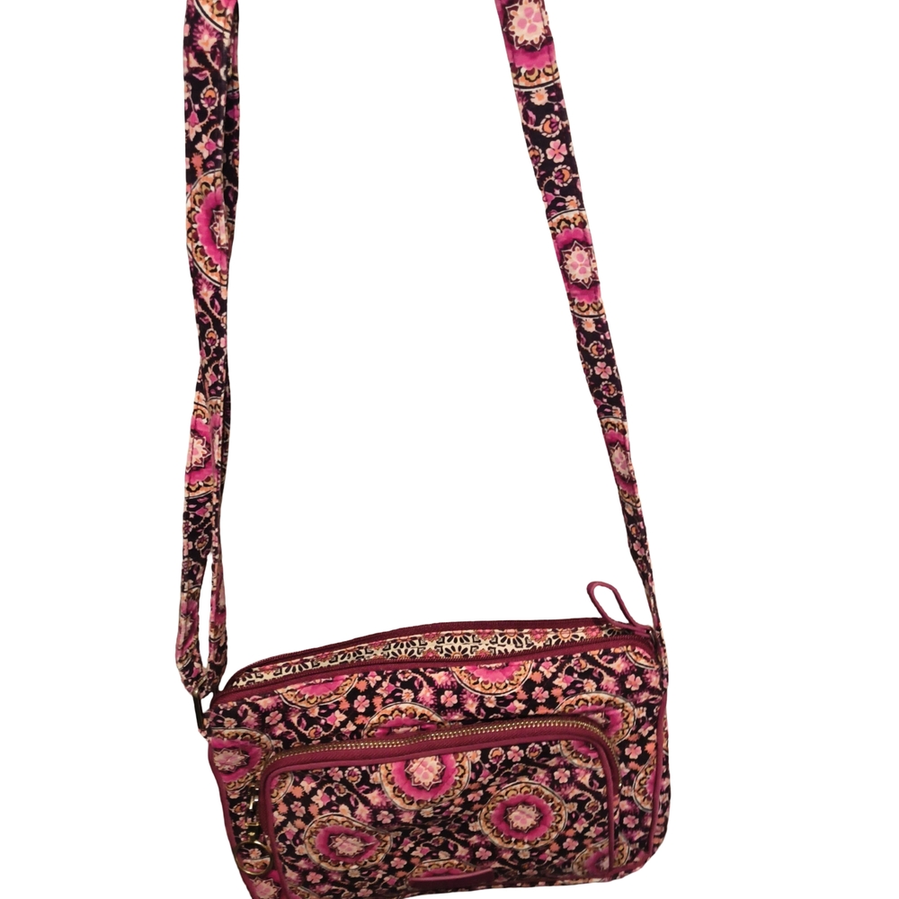 Vera Bradley Pink and Black Quilted Floral Crossbody